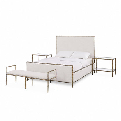 Lalia Fabric and Forged Steel 4-Piece Bedroom Set