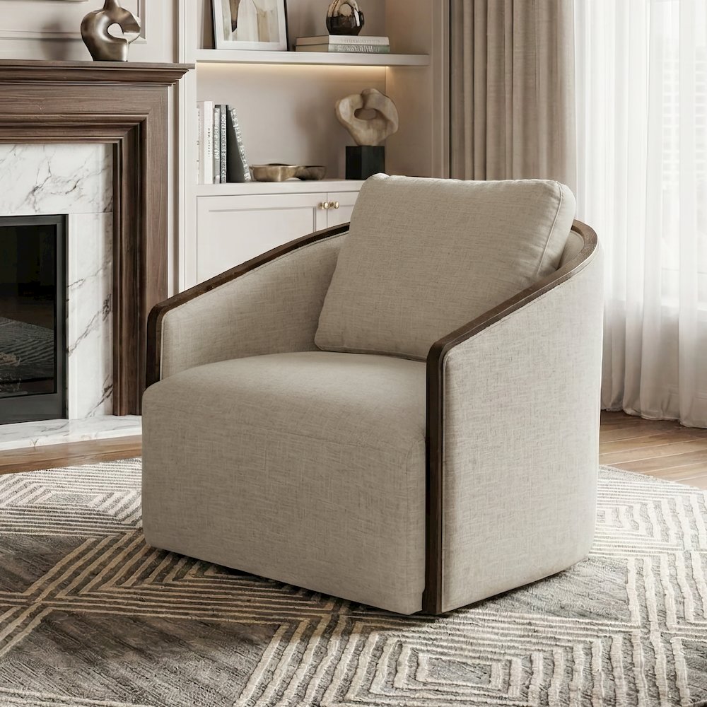 Pavik Upholstered Swivel Bucket Accent Chair