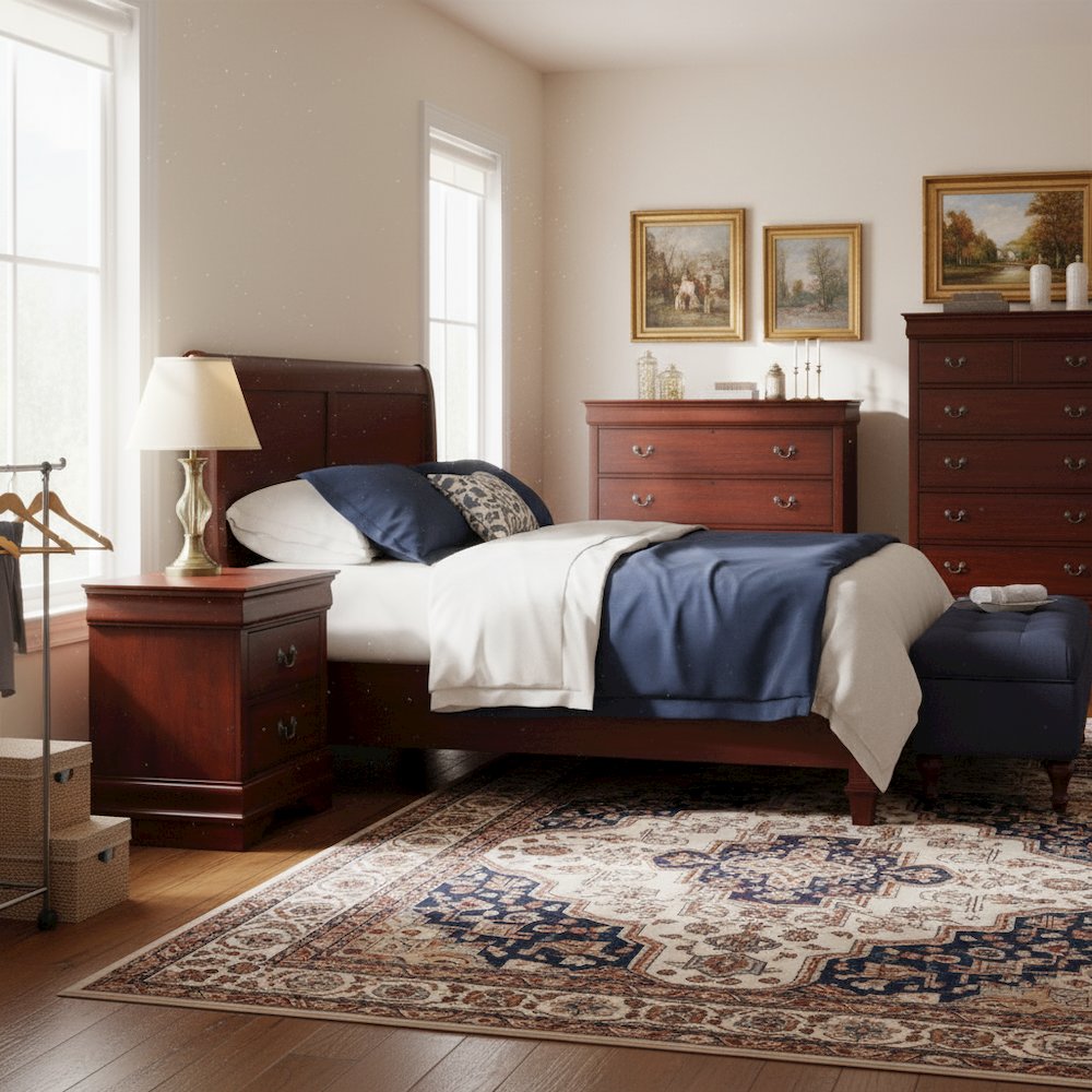 Brown Wooden Nightstand with 2 Drawers – Small 21.7 Inch Wide Bedroom Nightstand
