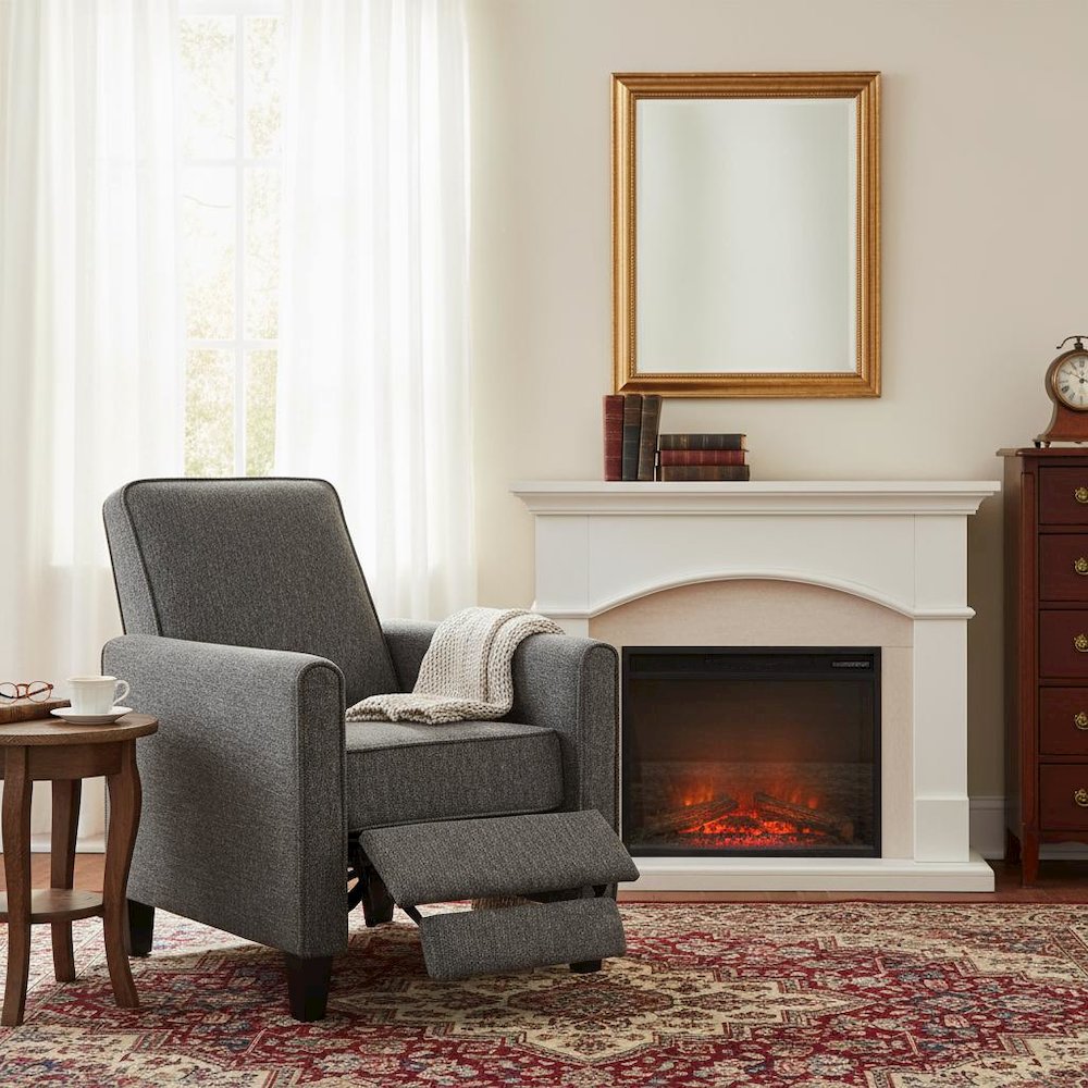 Gray Recliner Chair - Upholstered Sofa Chair with Push Back for Living Room