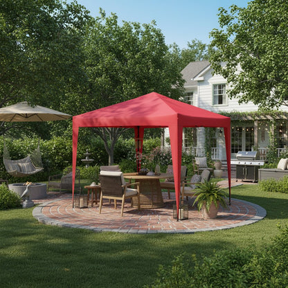 Red Polyester, Steel Frame, Pop Up Canopy – Outdoor Gazebo for Events