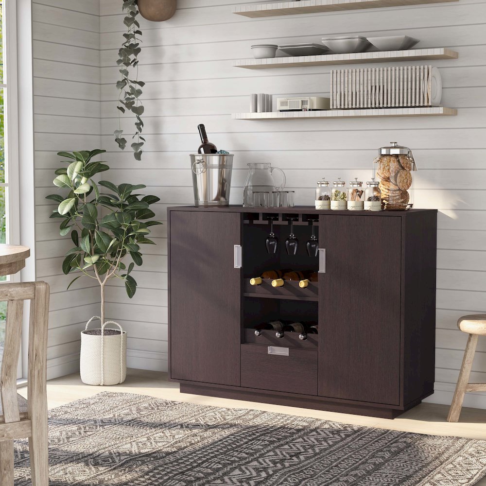 Porter Contemporary Wood Multi-Storage Buffet in Espresso