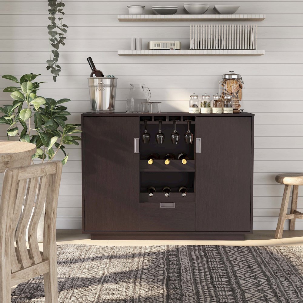 Porter Contemporary Wood Multi-Storage Buffet in Espresso