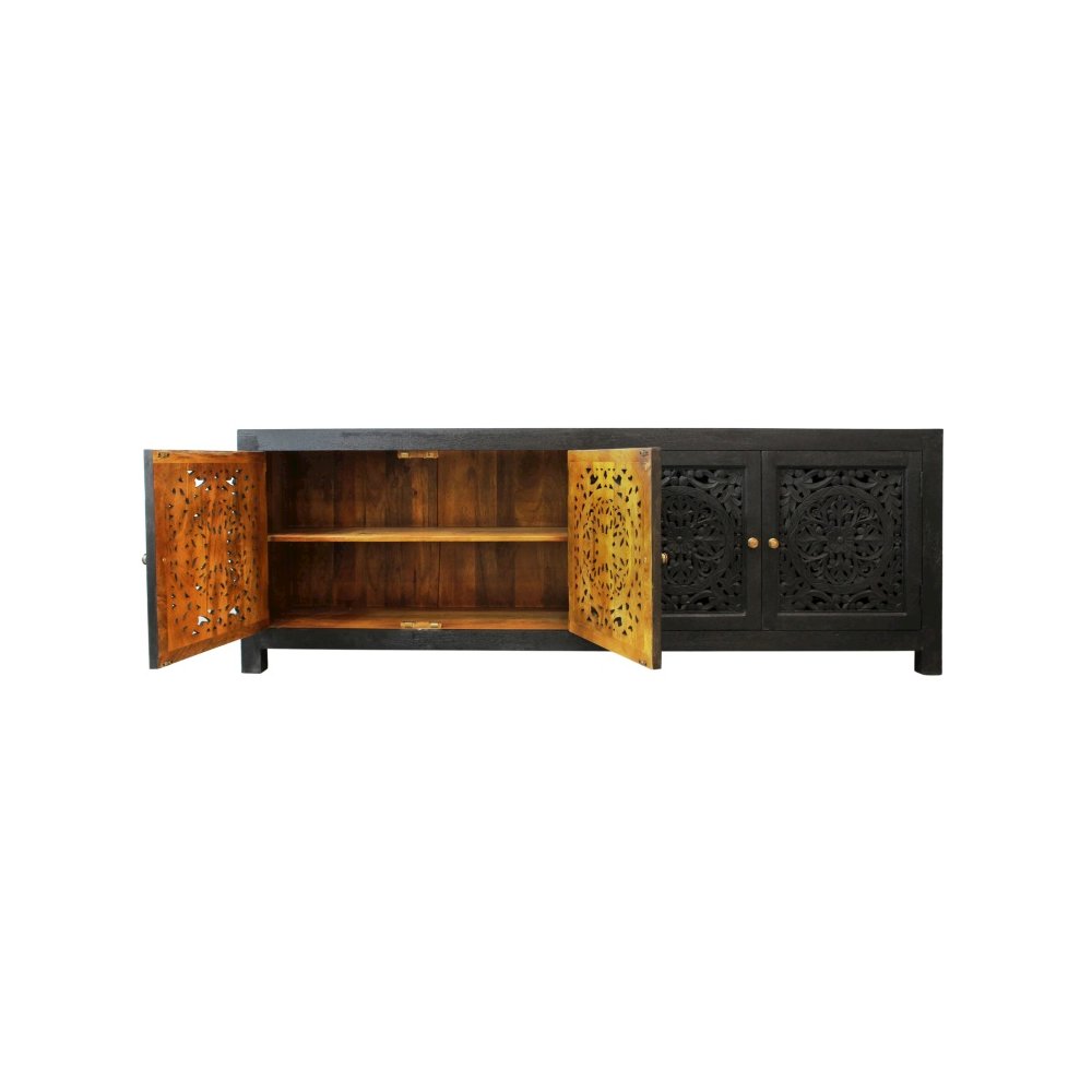 Weatherly 4-Door Media Cabinet in Charcoal Grey