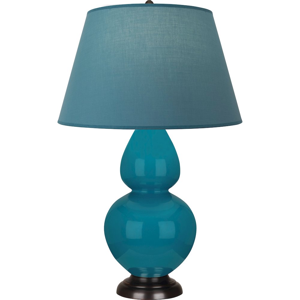 Peacock Double Gourd Table Lamp in Peacock Glazed Ceramic Color