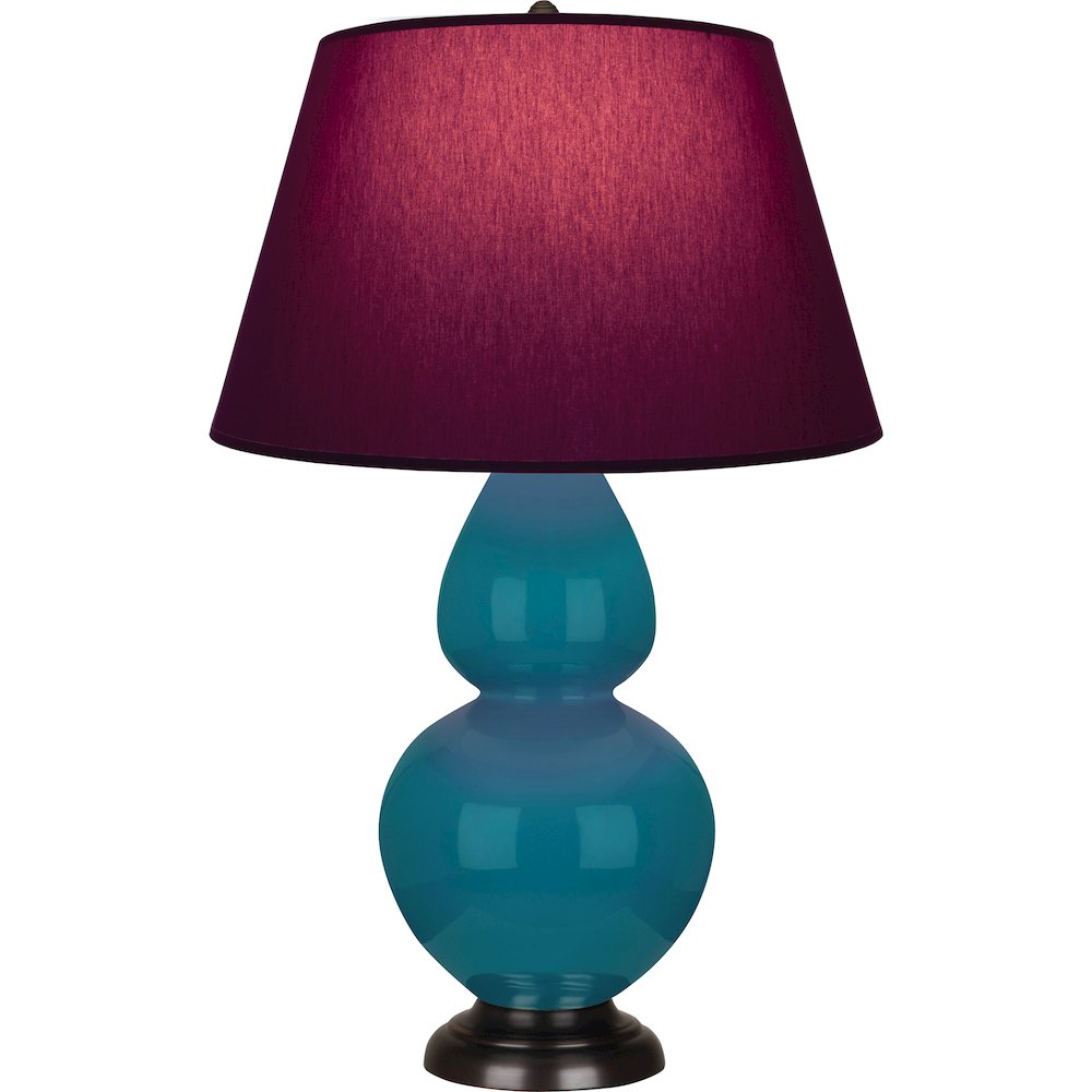 Peacock Double Gourd Table Lamp in Peacock Glazed Ceramic Color