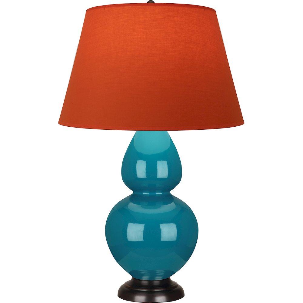 Peacock Double Gourd Table Lamp in Peacock Glazed Ceramic Color