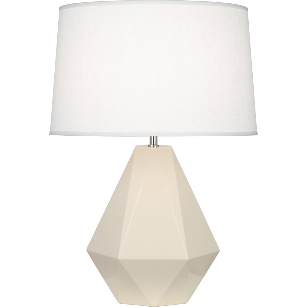 Bone Delta Table Lamp in Bone Glazed Ceramic Color