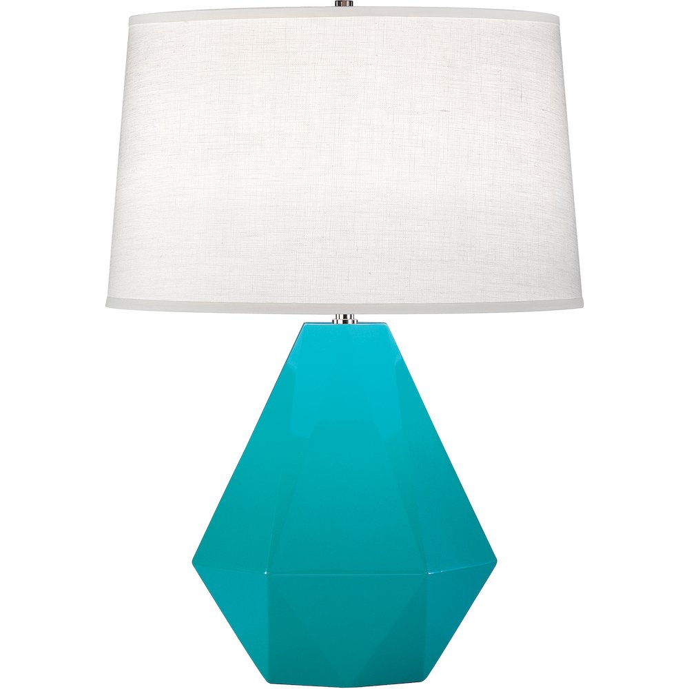 Egg Blue Delta Table Lamp in Egg Blue Glazed Ceramic Color