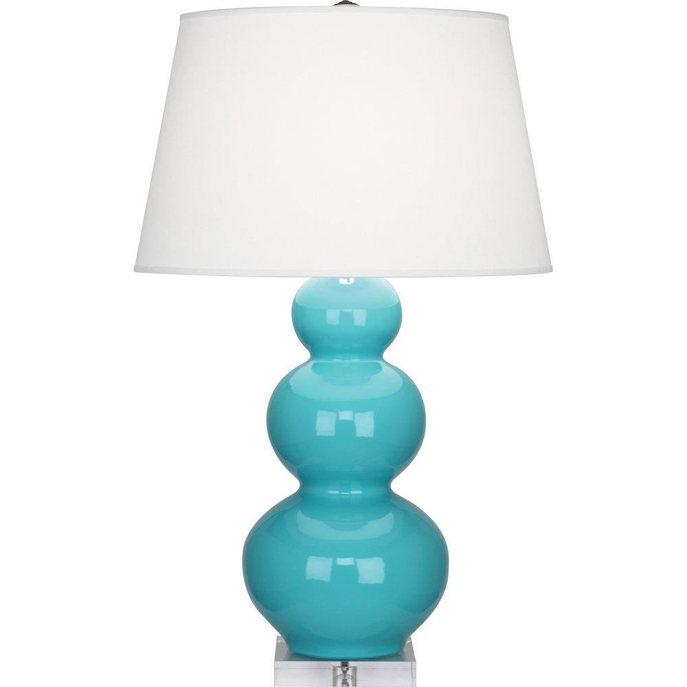 Egg Blue Triple Gourd Table Lamp in Egg Blue Glazed Ceramic Color