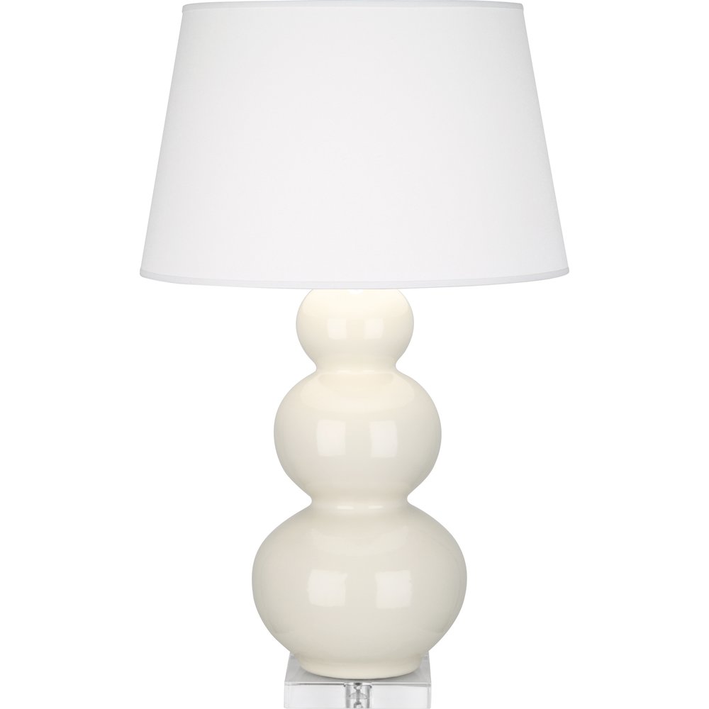 Bone Triple Gourd Table Lamp in Bone Glazed Ceramic Color