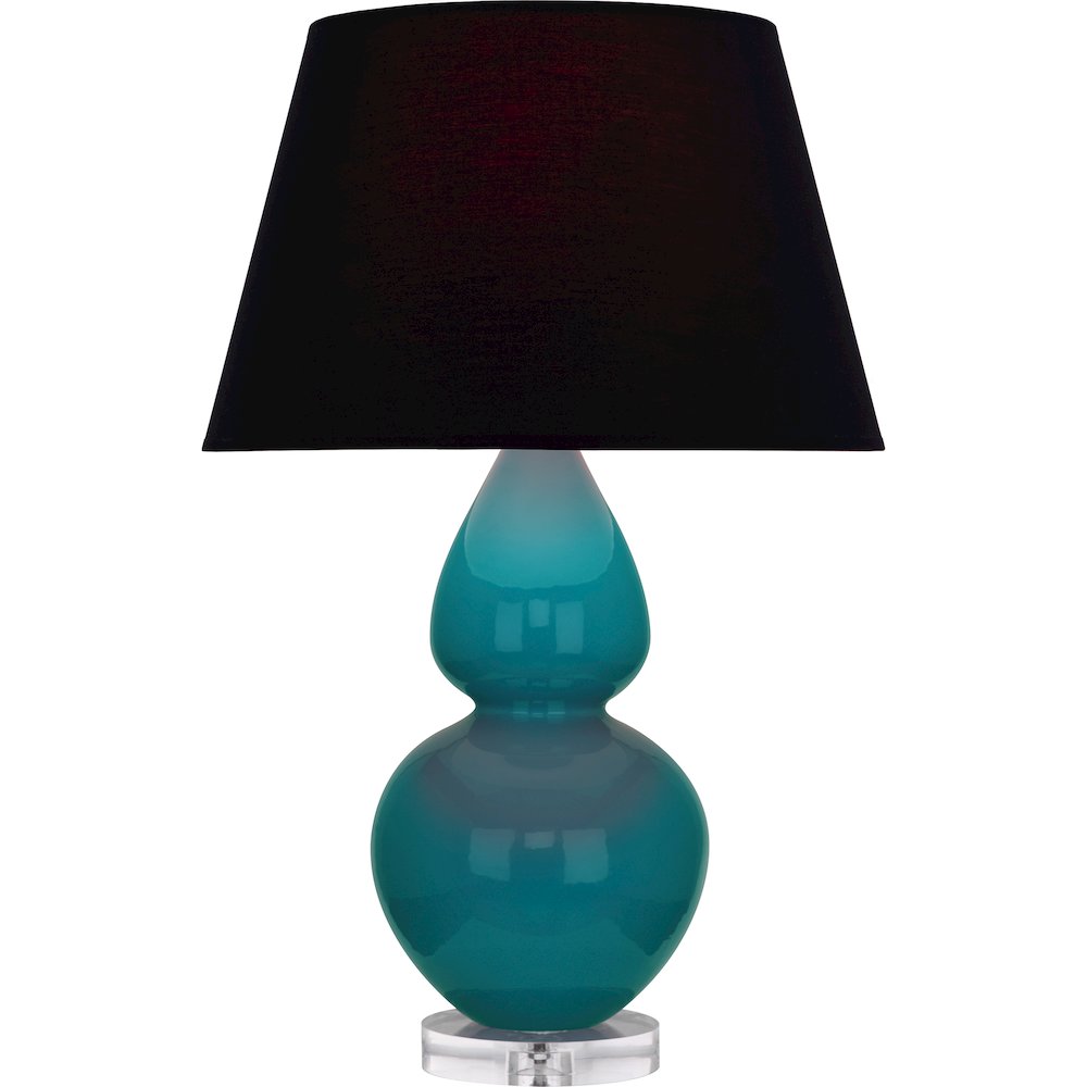 Peacock Double Gourd Table Lamp in Peacock Glazed Ceramic Color