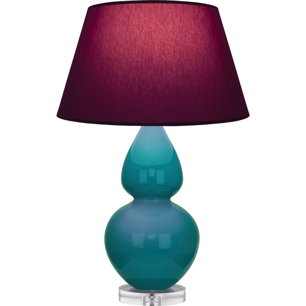Peacock Double Gourd Table Lamp in Peacock Glazed Ceramic Color