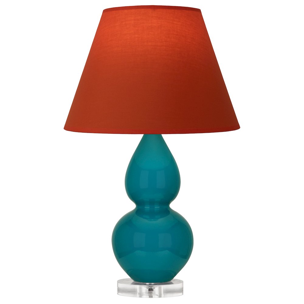 Peacock Small Double Gourd Accent Lamp in Peacock Glazed Ceramic Color