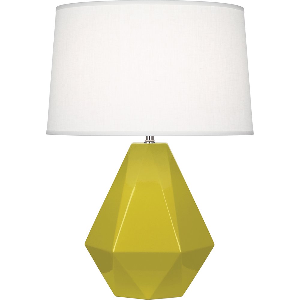 Citron Delta Table Lamp in Citron Glazed Ceramic Color