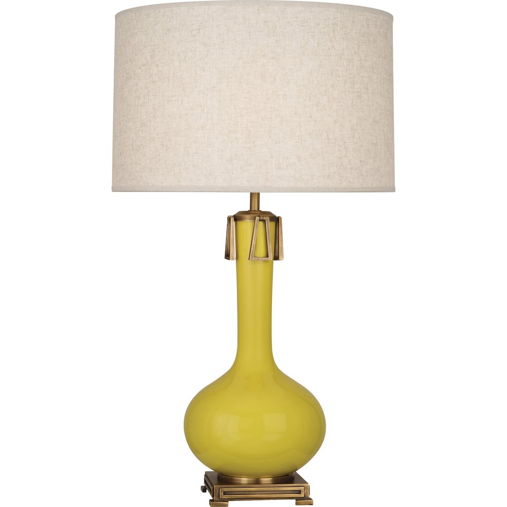 Citron Athena Table Lamp in Citron Glazed Ceramic Color
