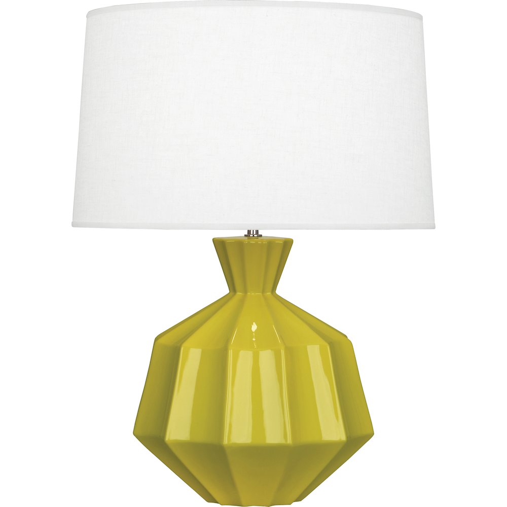 Citron Orion Table Lamp in Citron Glazed Ceramic Color