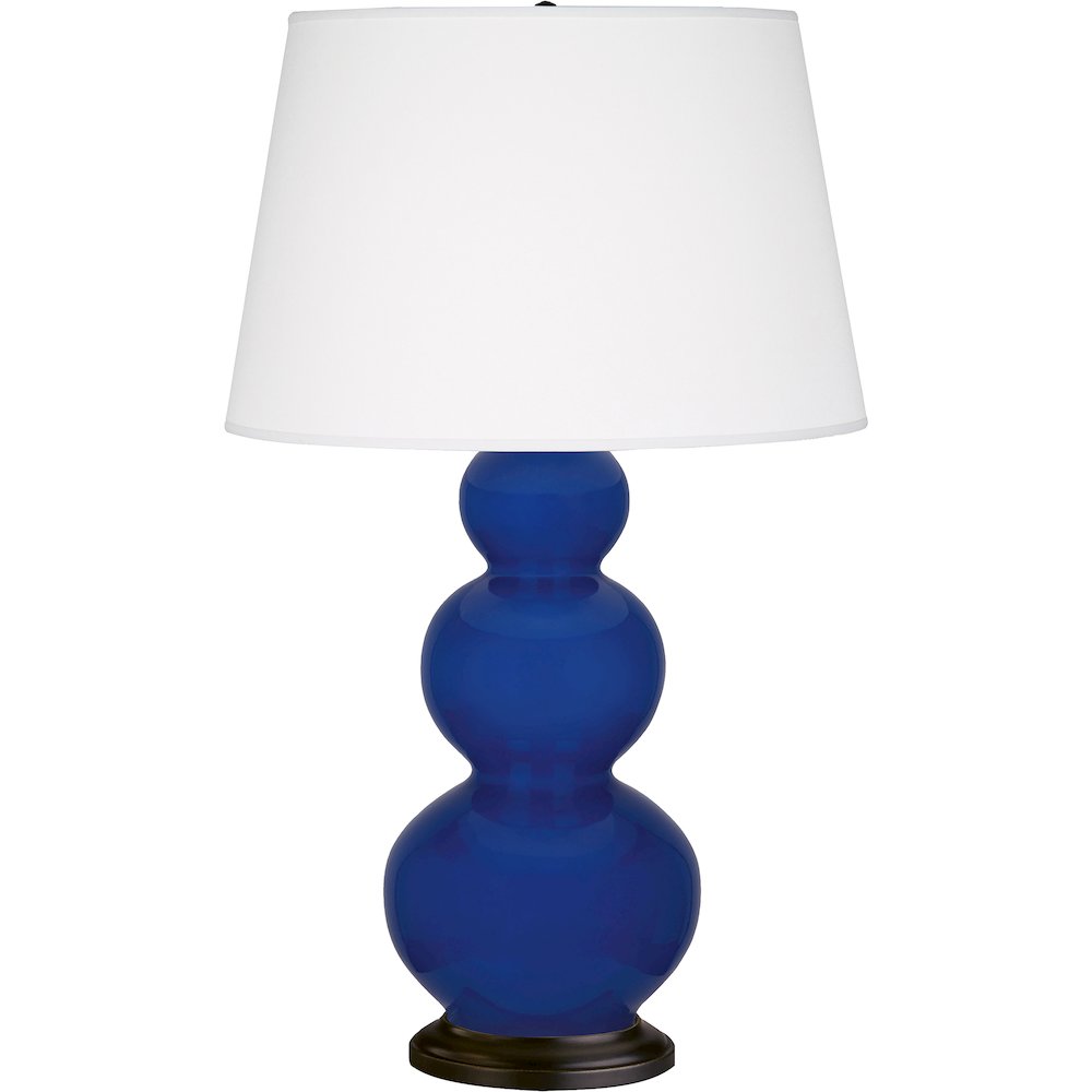 Cobalt Triple Gourd Table Lamp in Cobalt Glazed Ceramic Color