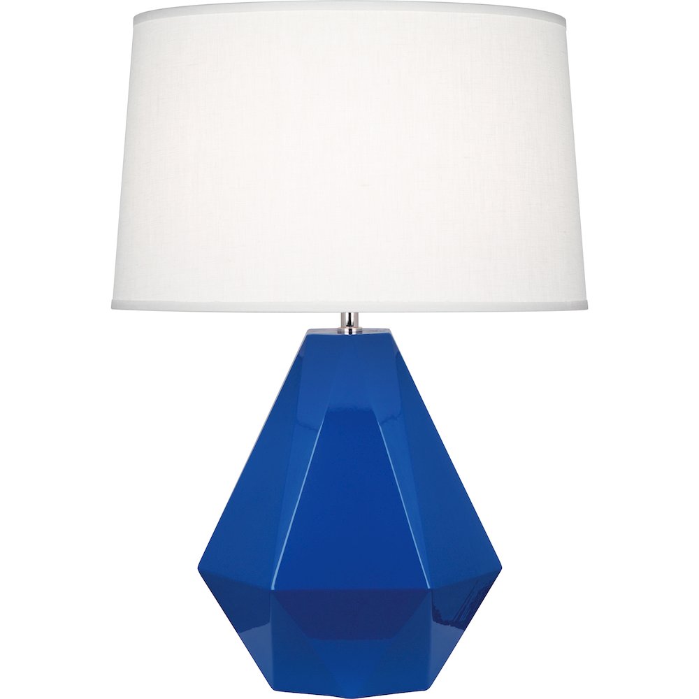 Cobalt Delta Table Lamp in Cobalt Glazed Ceramic Color
