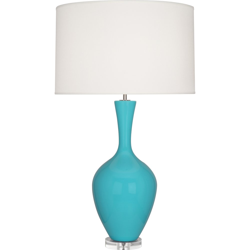 Egg Blue Audrey Table Lamp in Egg Blue Glazed Ceramic Color