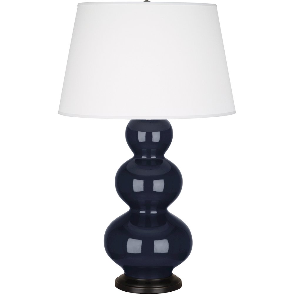 Midnight Triple Gourd Table Lamp in Midnight Blue Glazed Ceramic Color