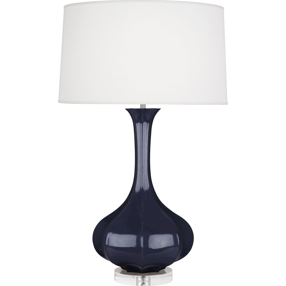 Midnight Pike Table Lamp in Midnight Blue Glazed Ceramic Lucite Base Color
