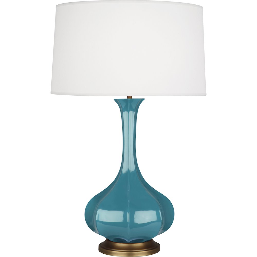 Steel Blue Pike Table Lamp in Steel Blue Glazed Ceramic Color