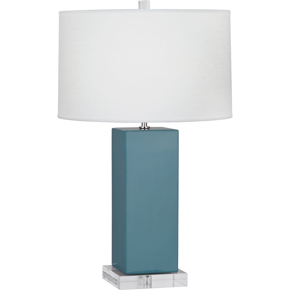 Steel Blue Harvey Table Lamp in Steel Blue Glazed Ceramic Color