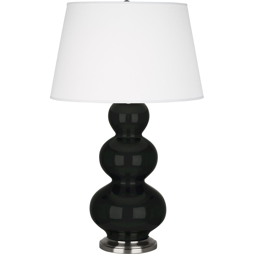 Obsidian Triple Gourd Table Lamp in Obsidian Glazed Ceramic Color