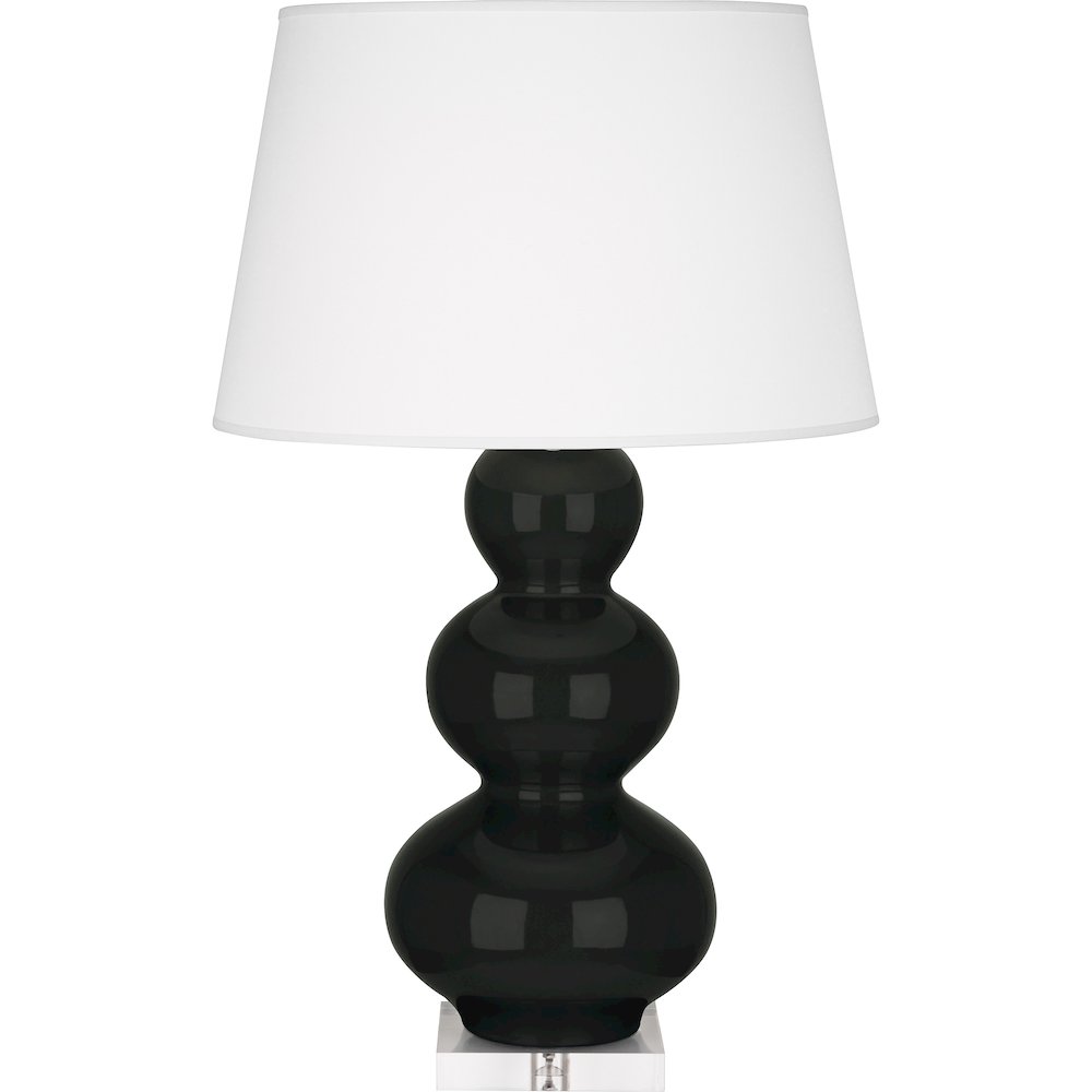 Obsidian Triple Gourd Table Lamp in Obsidian Glazed Ceramic Color