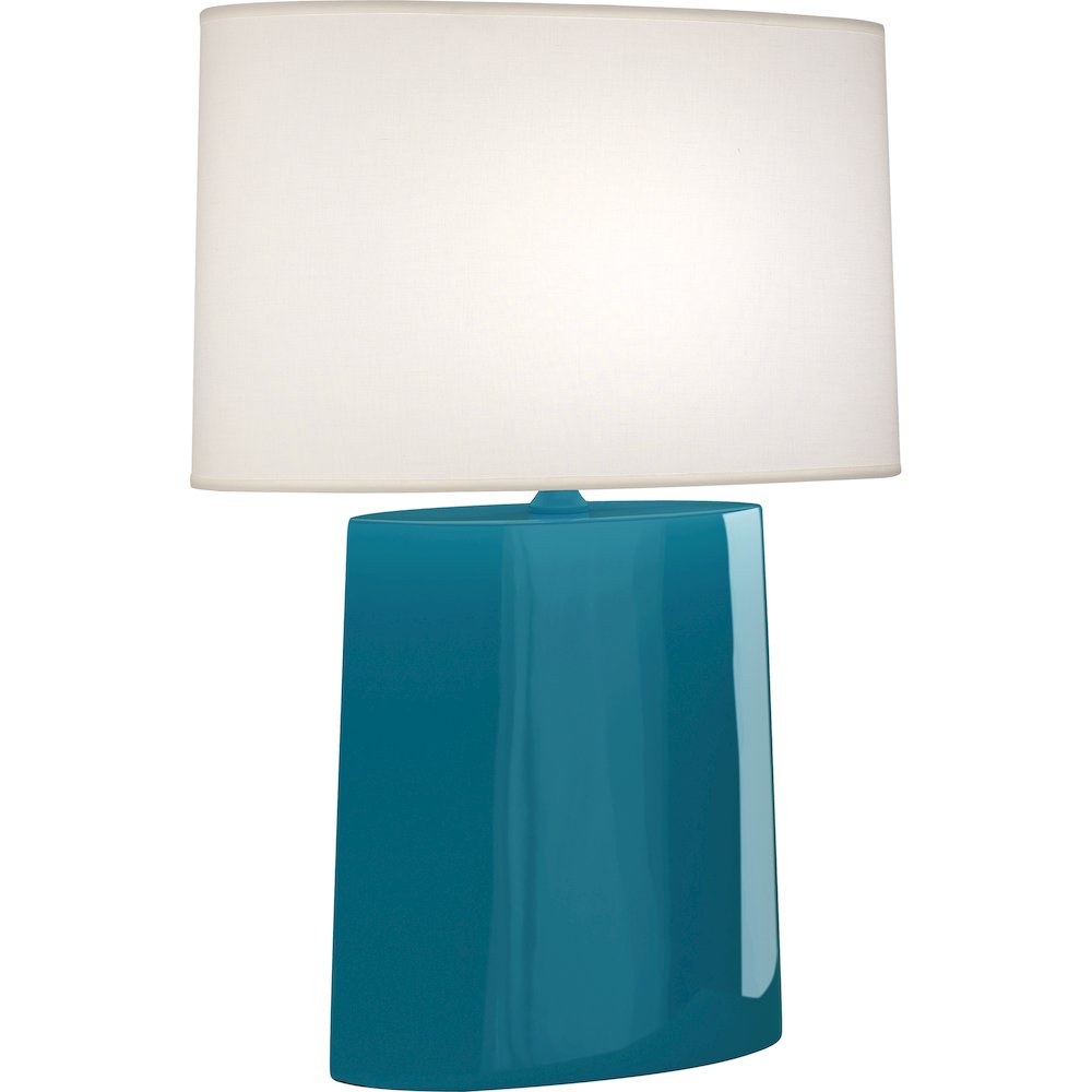 Peacock Victor Table Lamp in Peacock Glazed Ceramic Color