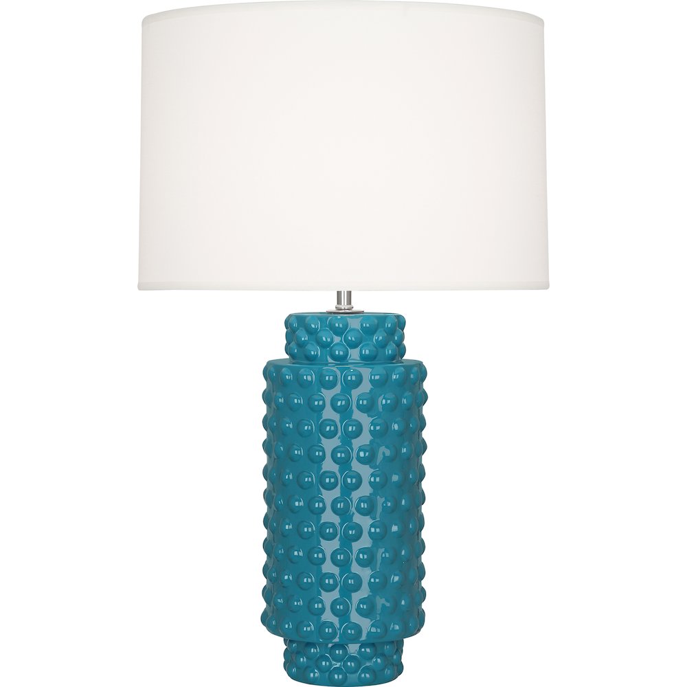 Peacock Dolly Table Lamp in Peacock Glazed Textured Ceramic Color