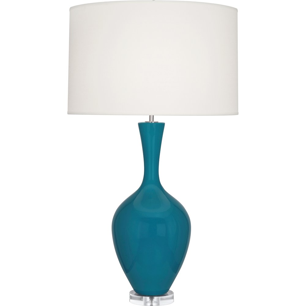 Peacock Audrey Table Lamp in Peacock Glazed Ceramic Color