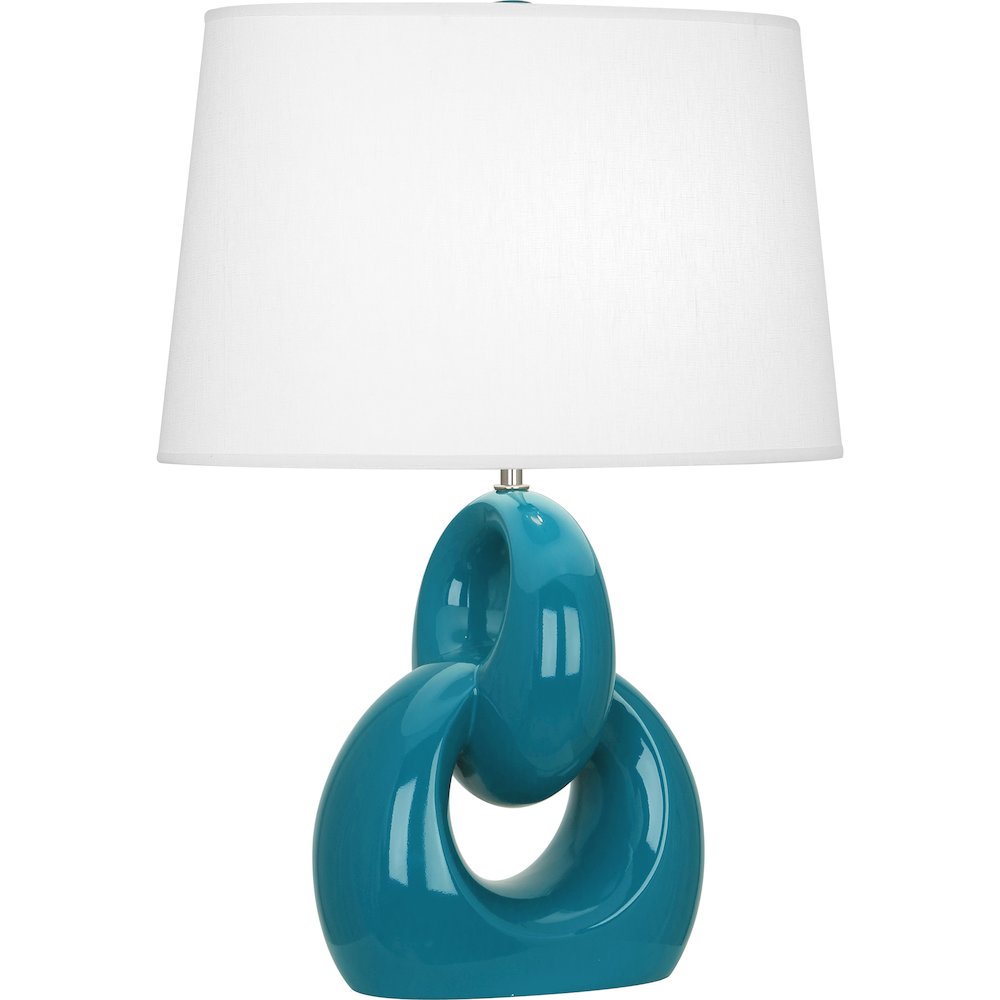 Peacock Fusion Table Lamp in Peacock Glazed Ceramic Color