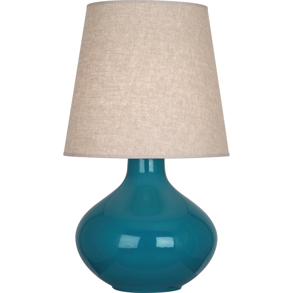 Peacock June Table Lamp in Peacock Glazed Ceramic Color
