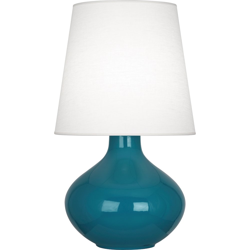 Peacock June Table Lamp in Peacock Glazed Ceramic Color