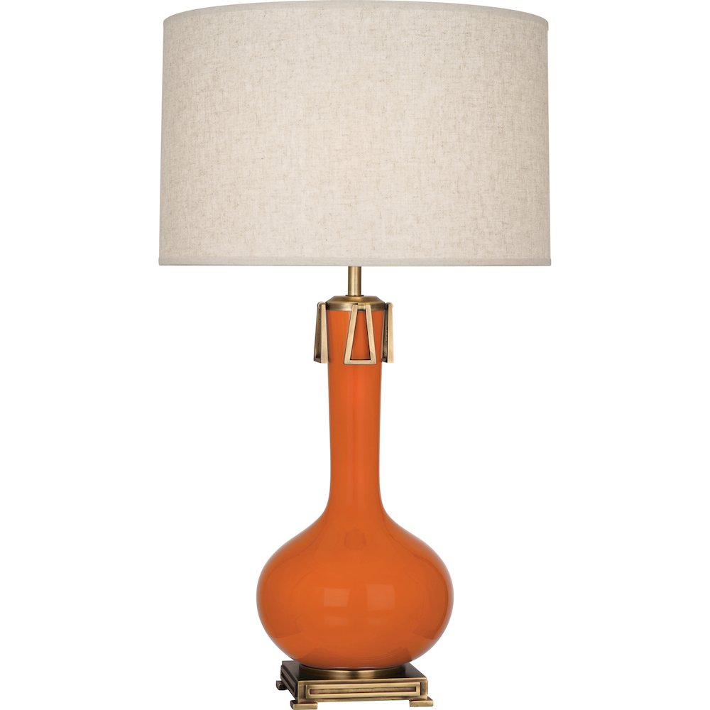 Pumpkin Athena Table Lamp in Pumpkin Glazed Ceramic Color