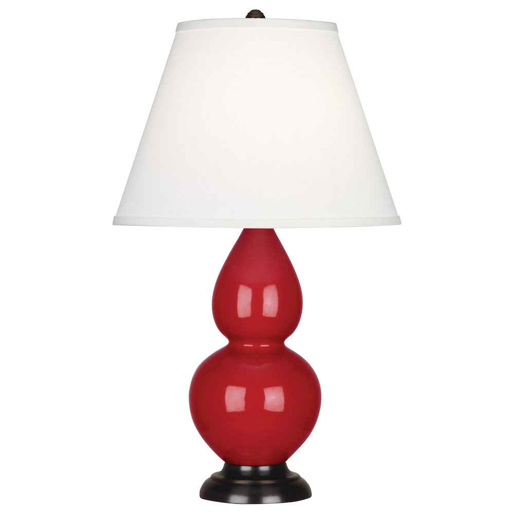 Ruby Red Small Double Gourd Accent Lamp in Ruby Red Glazed Ceramic Color