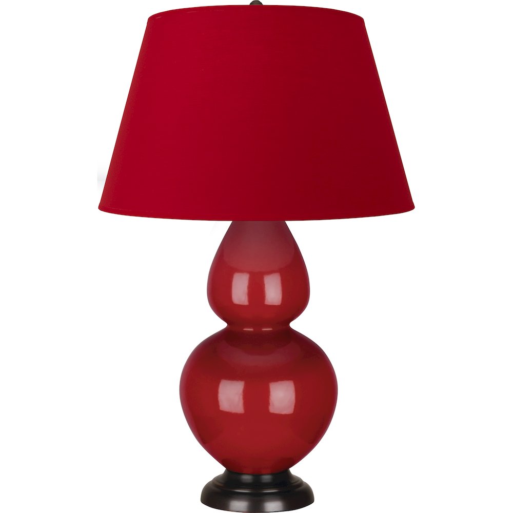 Ruby Red Double Gourd Table Lamp in Ruby Red Glazed Ceramic Color