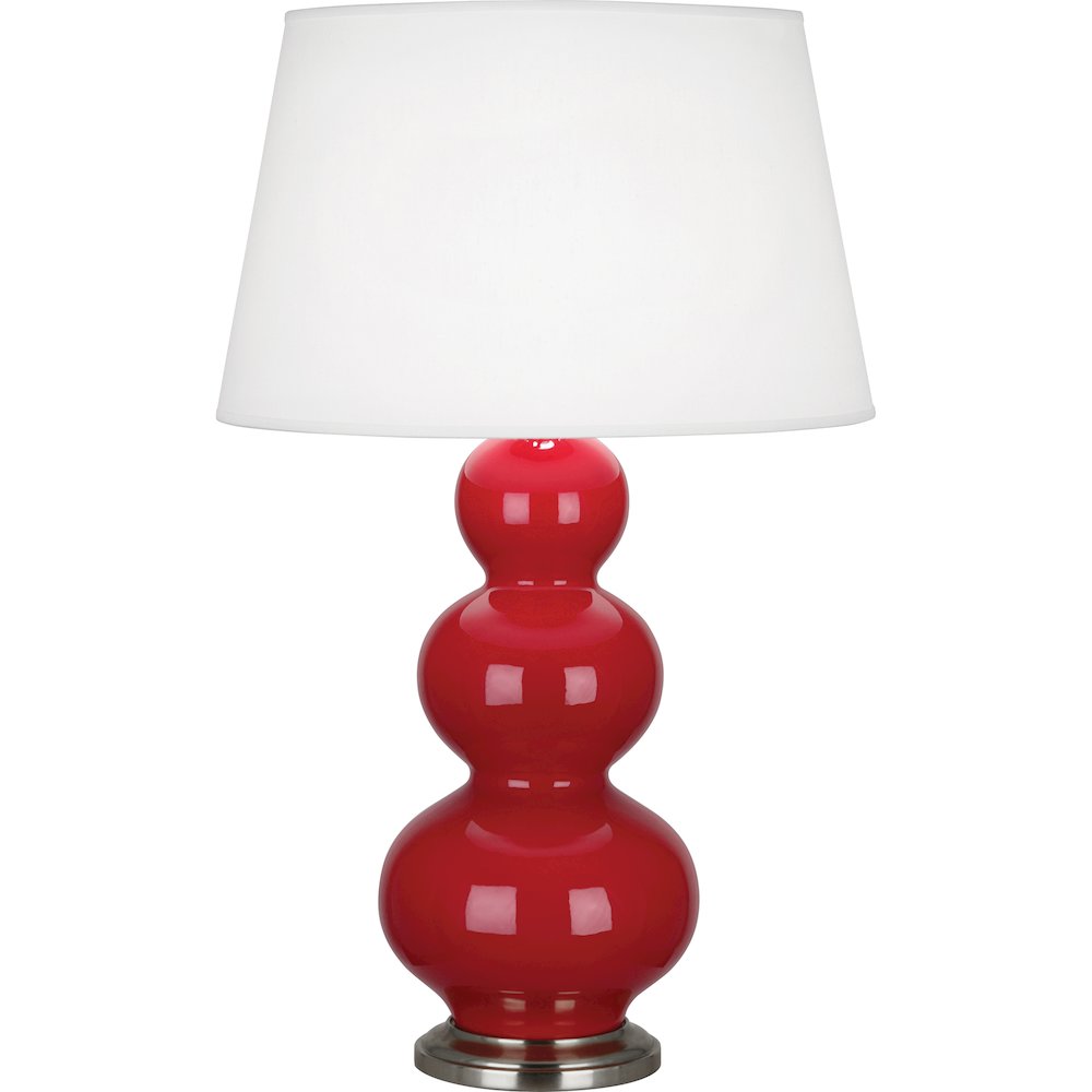 Ruby Red Triple Gourd Table Lamp in Ruby Red Glazed Ceramic Color