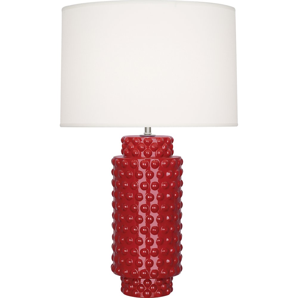 Ruby Red Dolly Table Lamp in Ruby Red Glazed Textured Ceramic Color