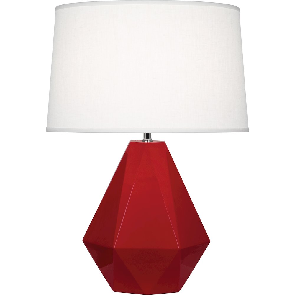 Ruby Red Delta Table Lamp in Ruby Red Glazed Ceramic Color