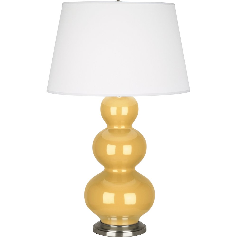 Sunset Triple Gourd Table Lamp in Sunset Yellow Glazed Ceramic Color
