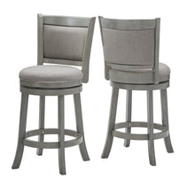 Antique Grey Finish Grey Linen Cushion Back Swivel Counter Height Chair