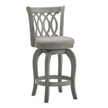 Antique Grey Finish Grey Linen Scroll Back Swivel Counter Height Chair