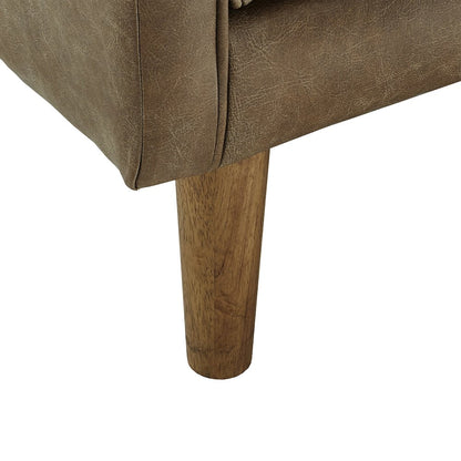 Dark Oak Finish Oxford Tan Leather Accent Chair