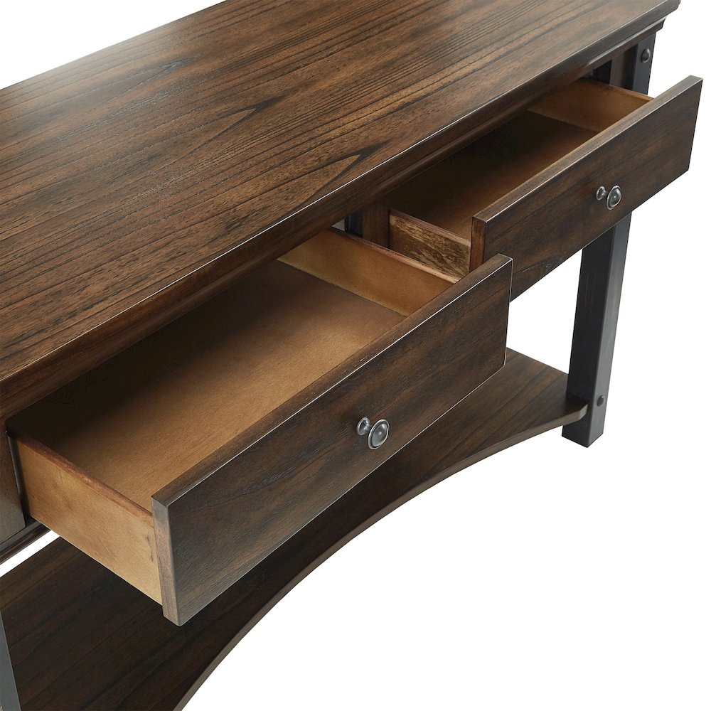 Dark Cherry Finish 2-Drawer Sofa Table