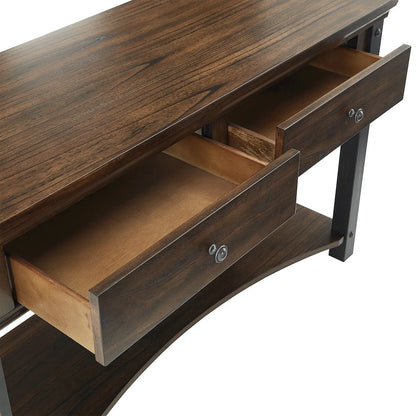 Dark Cherry Finish 2-Drawer Sofa Table