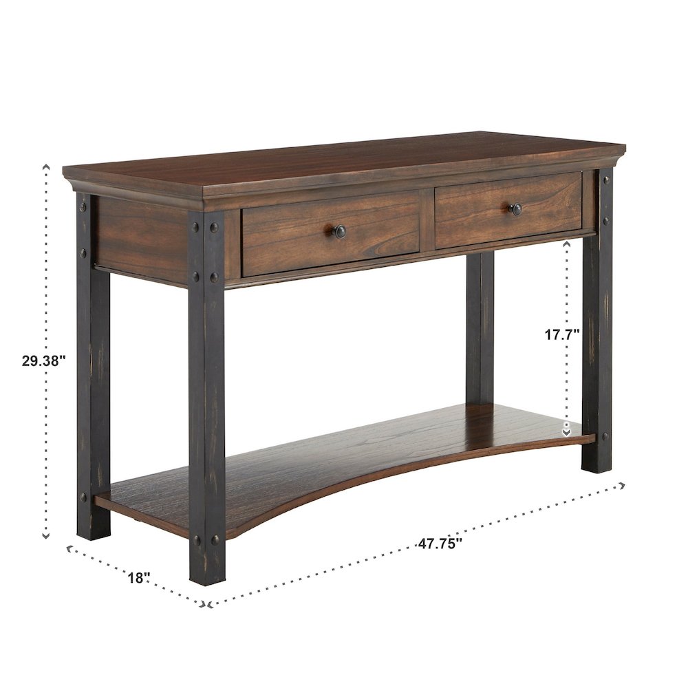 Dark Cherry Finish 2-Drawer Sofa Table