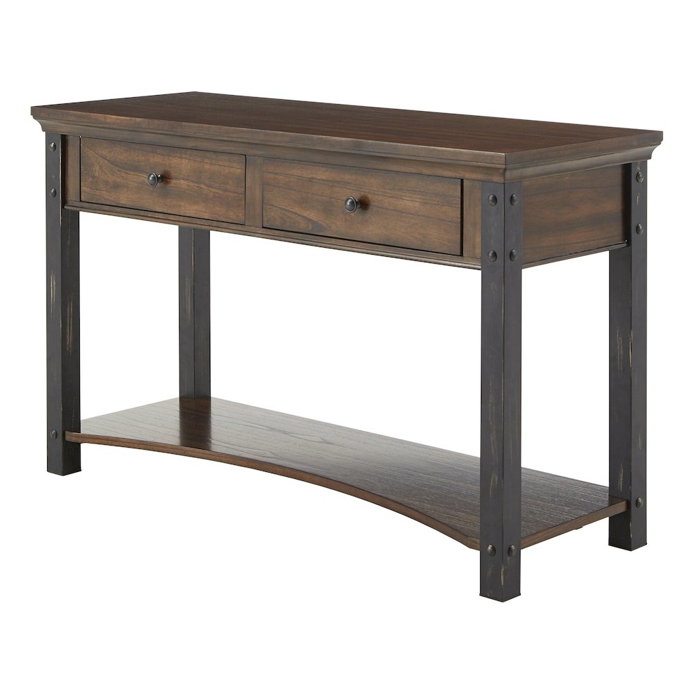 Dark Cherry Finish 2-Drawer Sofa Table